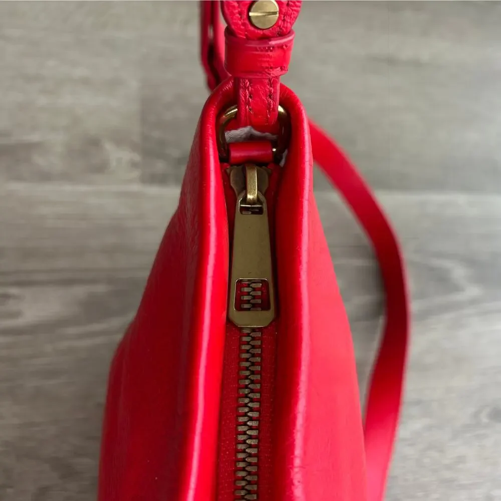J.Crew Oslo Soft Leather Crossbody Bag Adjustable Strap Holiday Red